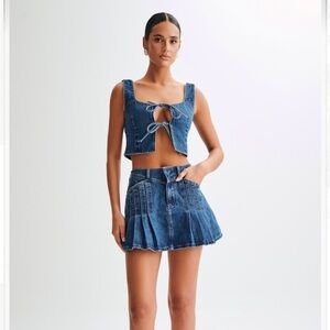 Meshki Blue Denim Mini Skirt Set